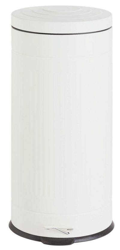 Collection 30 Litre Rib Design Pedal Bin - Cream.